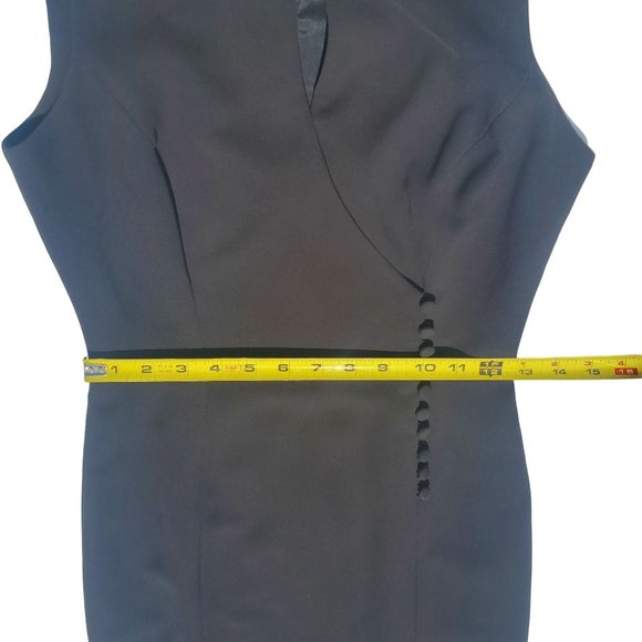 Tahari Classics Black Lined Keyhole Neck Sleeveless Front Slit Midi Dress Size 2 - Picture 12 of 15